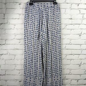 H&M loose flowy pants blue white and blue straight leg size 8